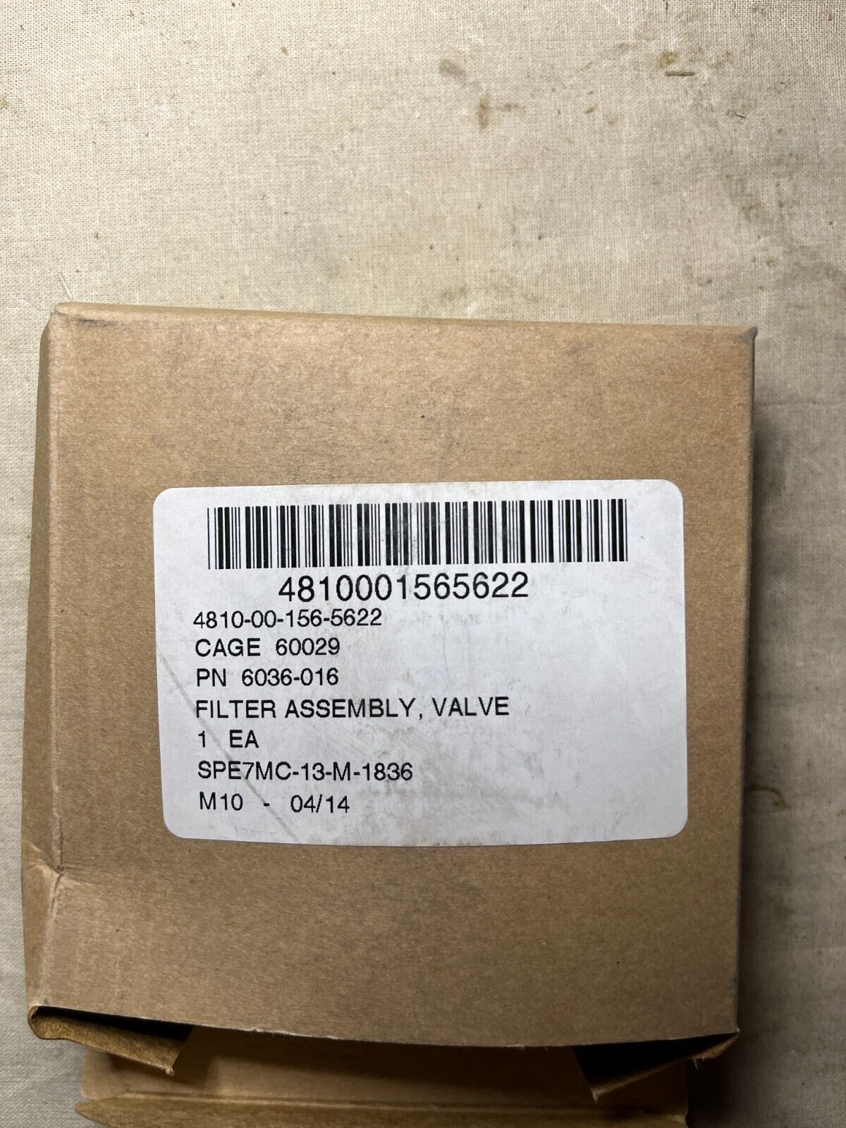 AIRCRAFT FREEDOM FIGHTER F-5 6036-016 VALVE FILTER ASSY 212-436 4810-00-156-5622