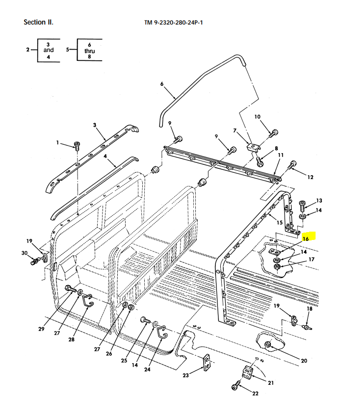 Humvee M998 MENDING PLATE 5340-01-255-9510 12339009 C Pillar, troop Seat
