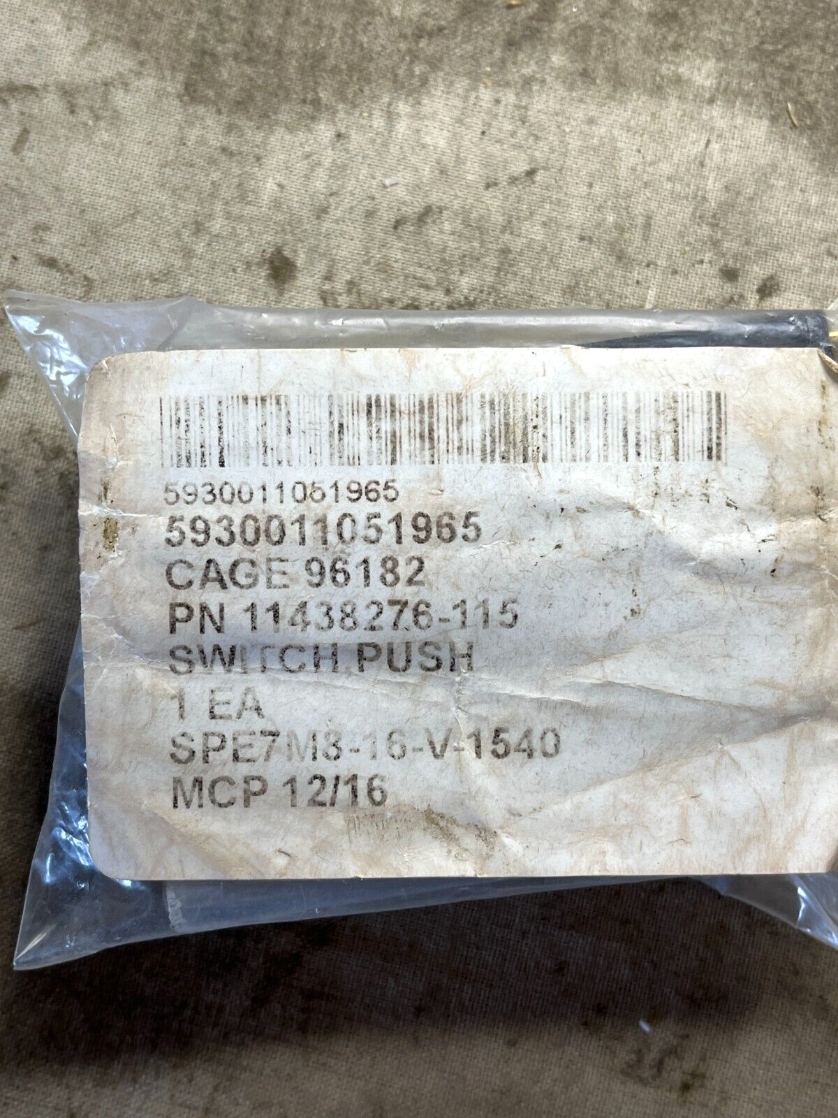 MIM-104 PATRIOT SAGEM 11438276-115 PUSH SWITCH 3721-115 5930-01-105-1965 NOS