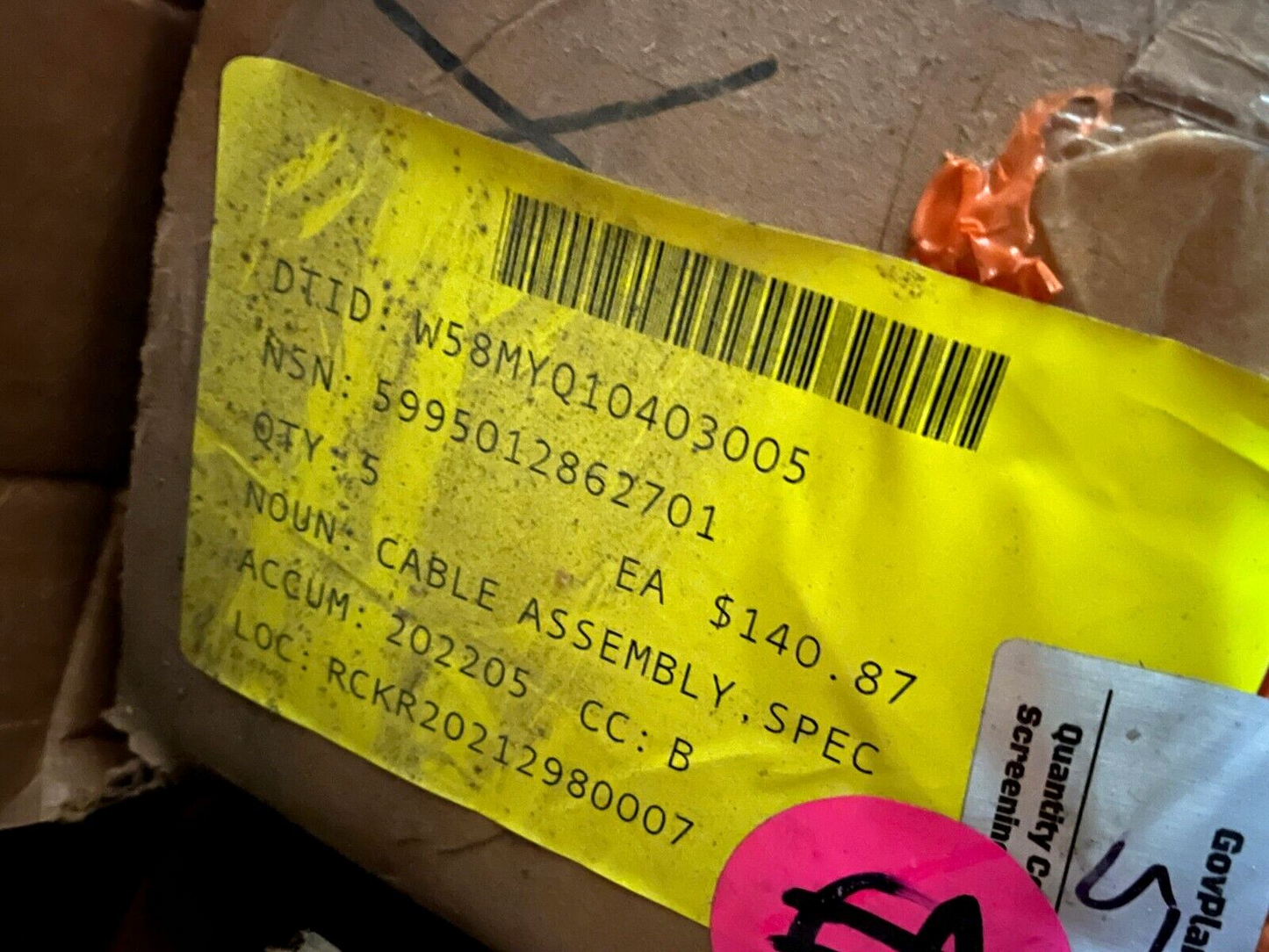 AN/MRC-145B RADIO A3014033-2 15'' CABLE SPECIAL ASSEMBLY 5995-01-286-2701