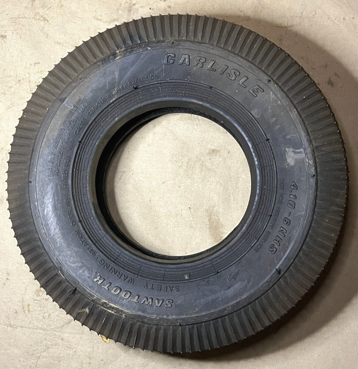 GENUINE CARLISLE SAWTOOTH RIB (NHS) 4.10-6 4 PLY YARD - LAWN TIRE 5190361