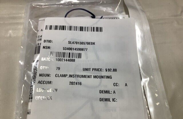 (1EA) HELICOPTER CHINOOK CH-47 64614 INSTRUMENT MOUNTING CLAMP 5340-01-459-0877