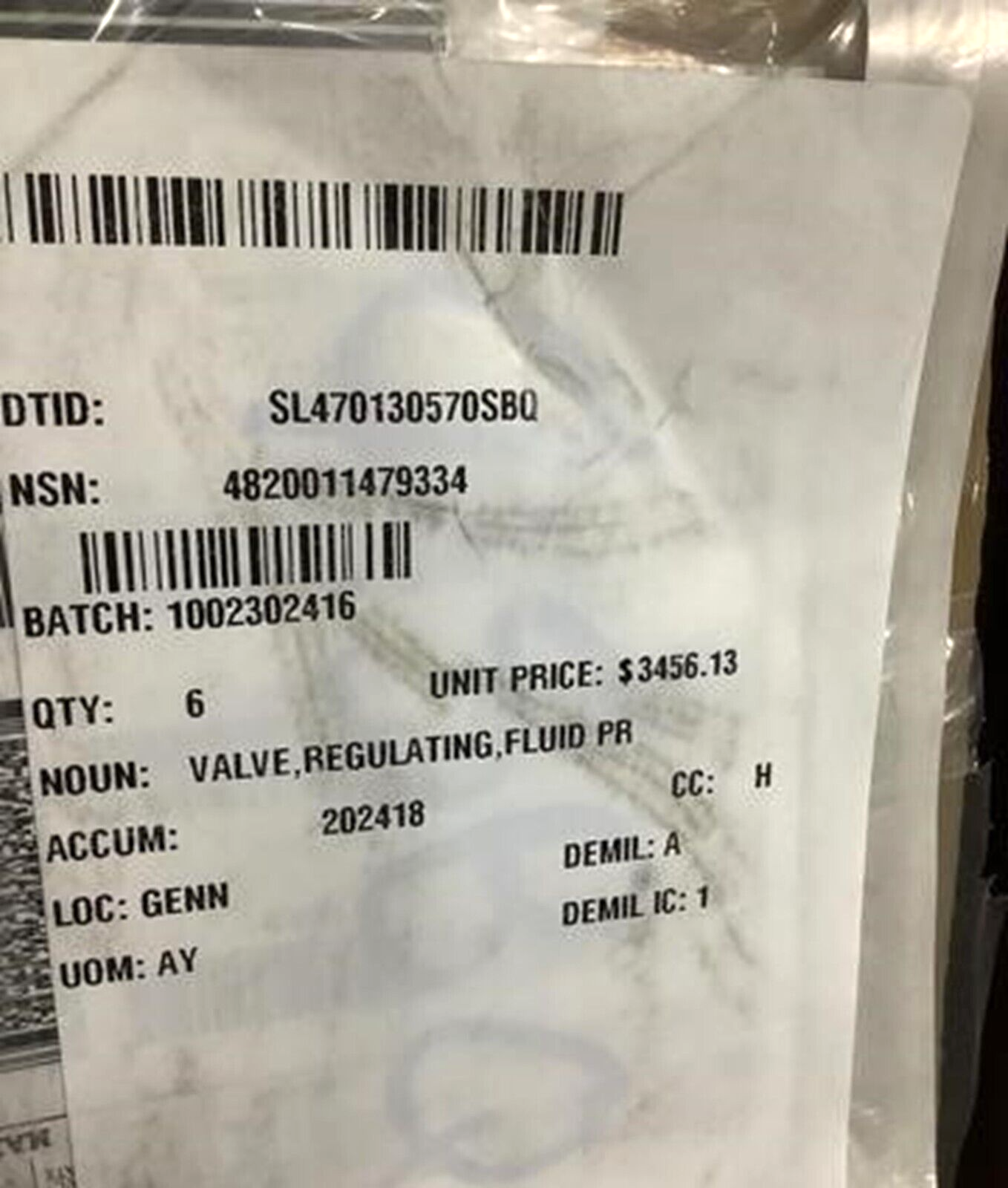 OLIVER PERRY CLASS 283093-0002 FLUID PRESSURE REGULATING VALVE 4820-01-147-9334