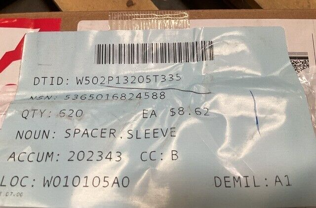 USGI MILITARY 12598940 HEAVY DUTY SPACER SLEEVE 5365-01-682-4588 USA