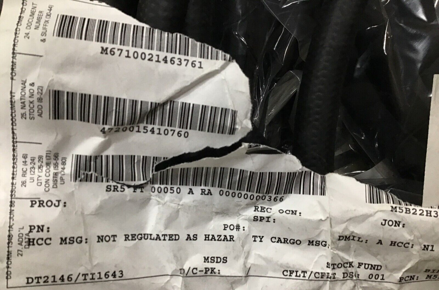 MRAP-COUGAR JERRV 1000683 0724-MM5-UU03 NONMETALLIC HOSE 1/2" 4720-01-541-0760