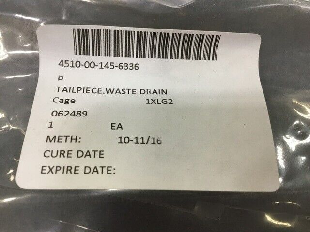 NEW 062489 WASTE DRAIN TAILPIECE 8" L 1.5" D 6248 NSN 4510-00-145-6336