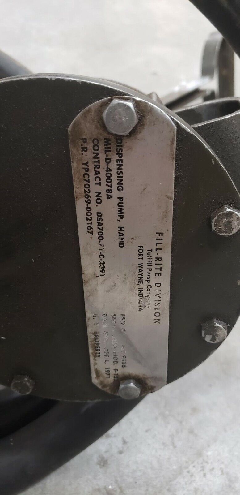 Vintage US Military Fuel petrol gas Pump F-152 For Parts Only