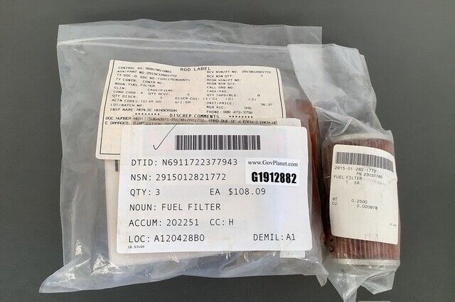 HELICOPTER OH-58D ENGINE FUEL FILTER 1735475-02 23037765 2915-01-282-1772