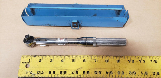 Vintage UTICA TCI-150RA-3/8 RATCHET HEAD TORQUE WRENCH with case 5120-01-273-254