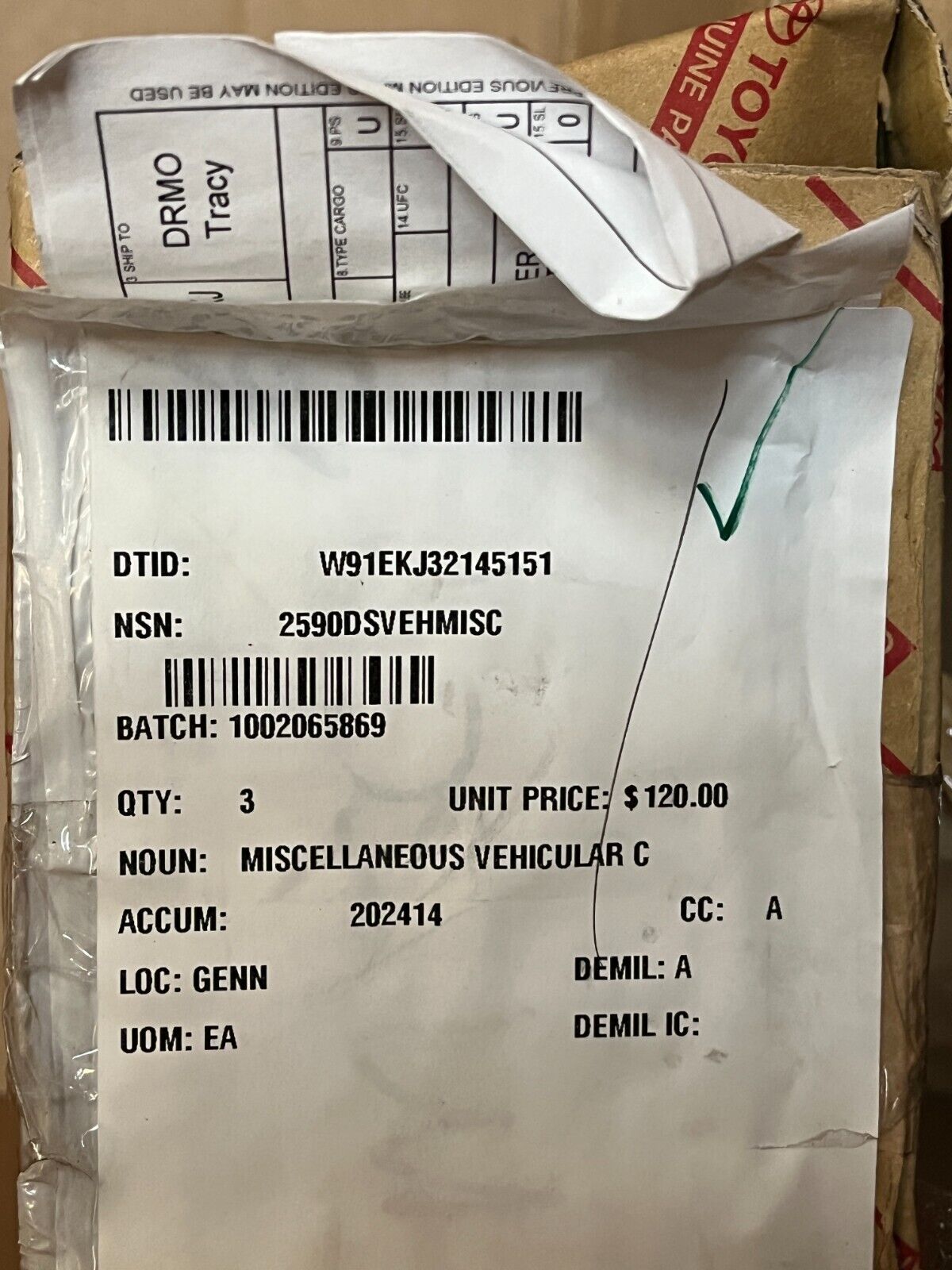 GENUINE OEM TOYOTA DENSO 85110-35270 MOTOR ASSEMBLY FRONT WINDSHIELD WIPER