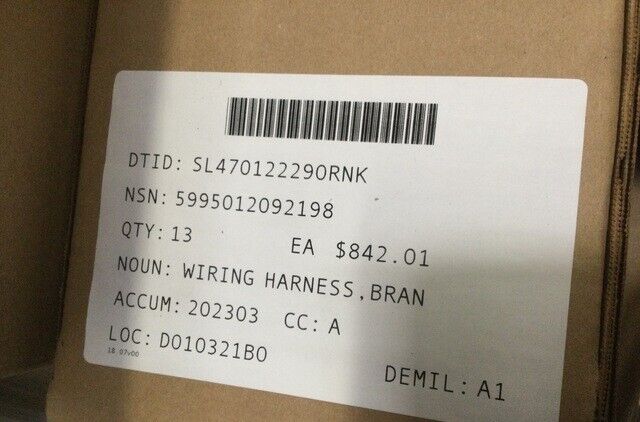 M985 HEMTT OSHKOSH 1454520W BRANCHED WIRING HARNESS 5995-01-209-2198