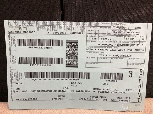 GENUINE PDI 3908-1 Steering Tie Rod End Component 2530-01-139-1658 500K0874-2