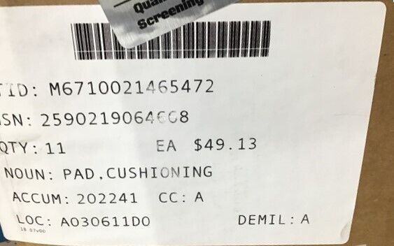 LIGHT ARMORED VEHICLE GENERAL DYNAMICS 10500115 CUSHIONING PAD 2590-21-906-4668