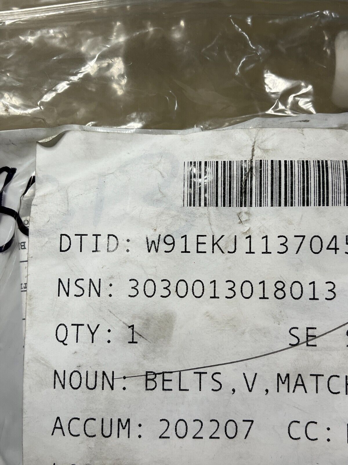 MRAP A-A-52155-1P37B2R 3/8X 37'' MATCHED SET V BELTS 5139228 3030-01-301-8013