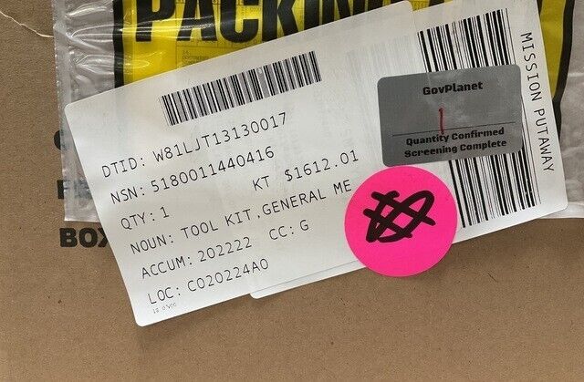 Genuine Military HEMTT 5704955 General Mechanic's Tool Kit 5180-01-144-0416