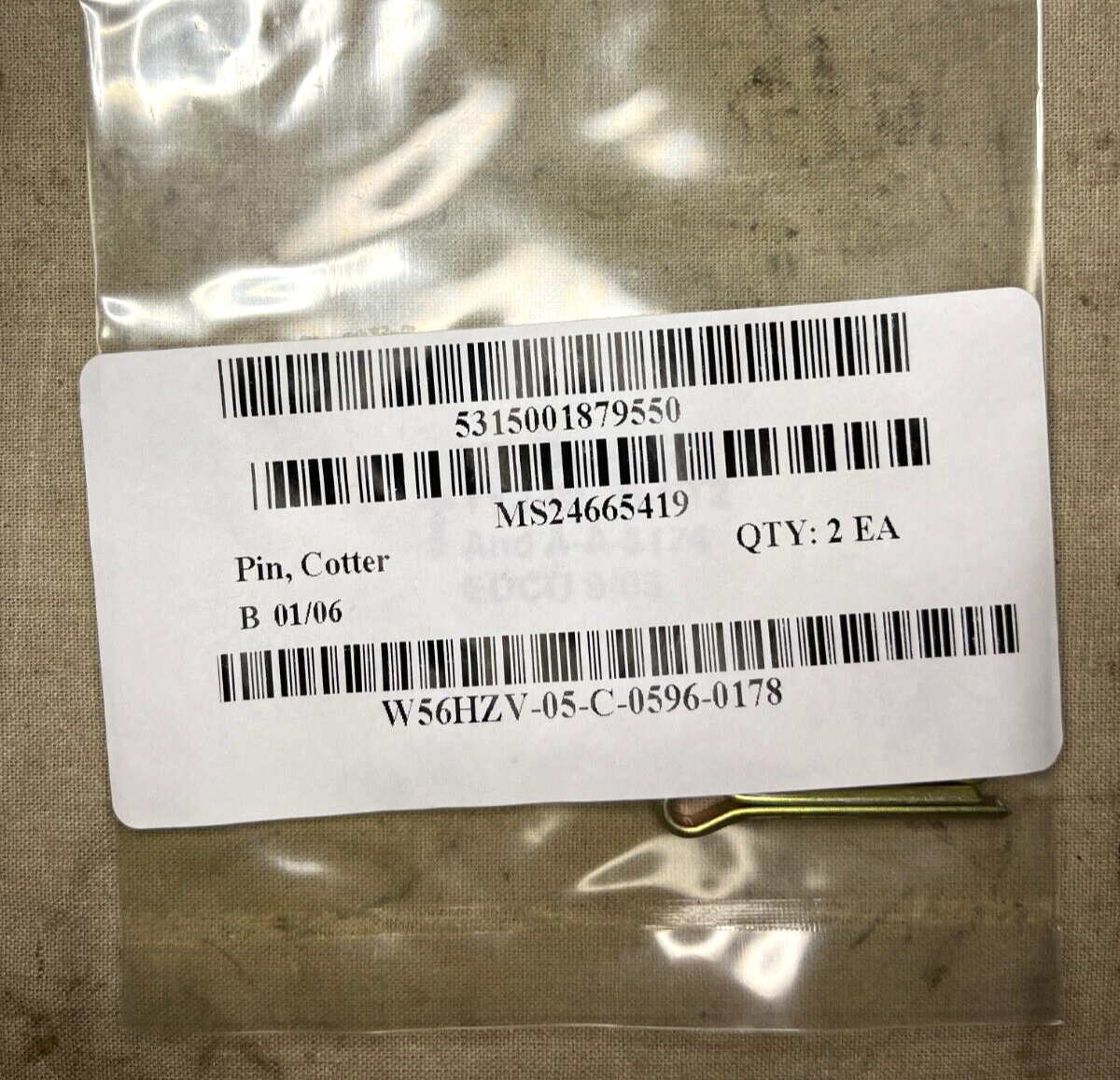 (2) MILITARY COTTER PIN MS24665-419 M534H24-30 11H239 5315-00-187-9550 2EA