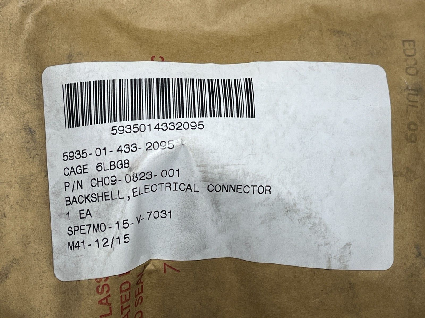 ELECTRICAL CONNECTOR BACKSHELL 6227637 9475370-1 CH09-0823-001 5935-01-433-2095