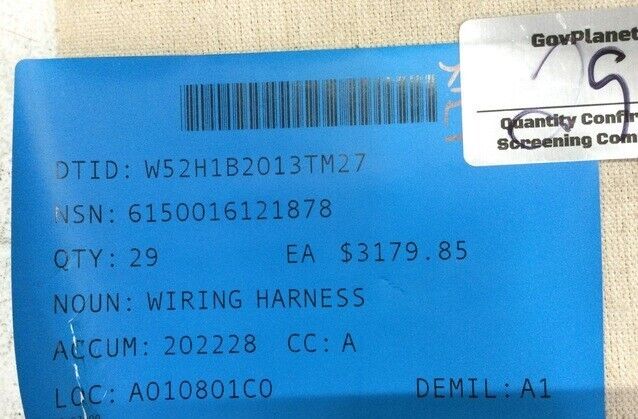 USGI MILITARY AMBULANCE WIRING HARNESS ASSEMBLY 13015246RIA 6150-01-612-1878