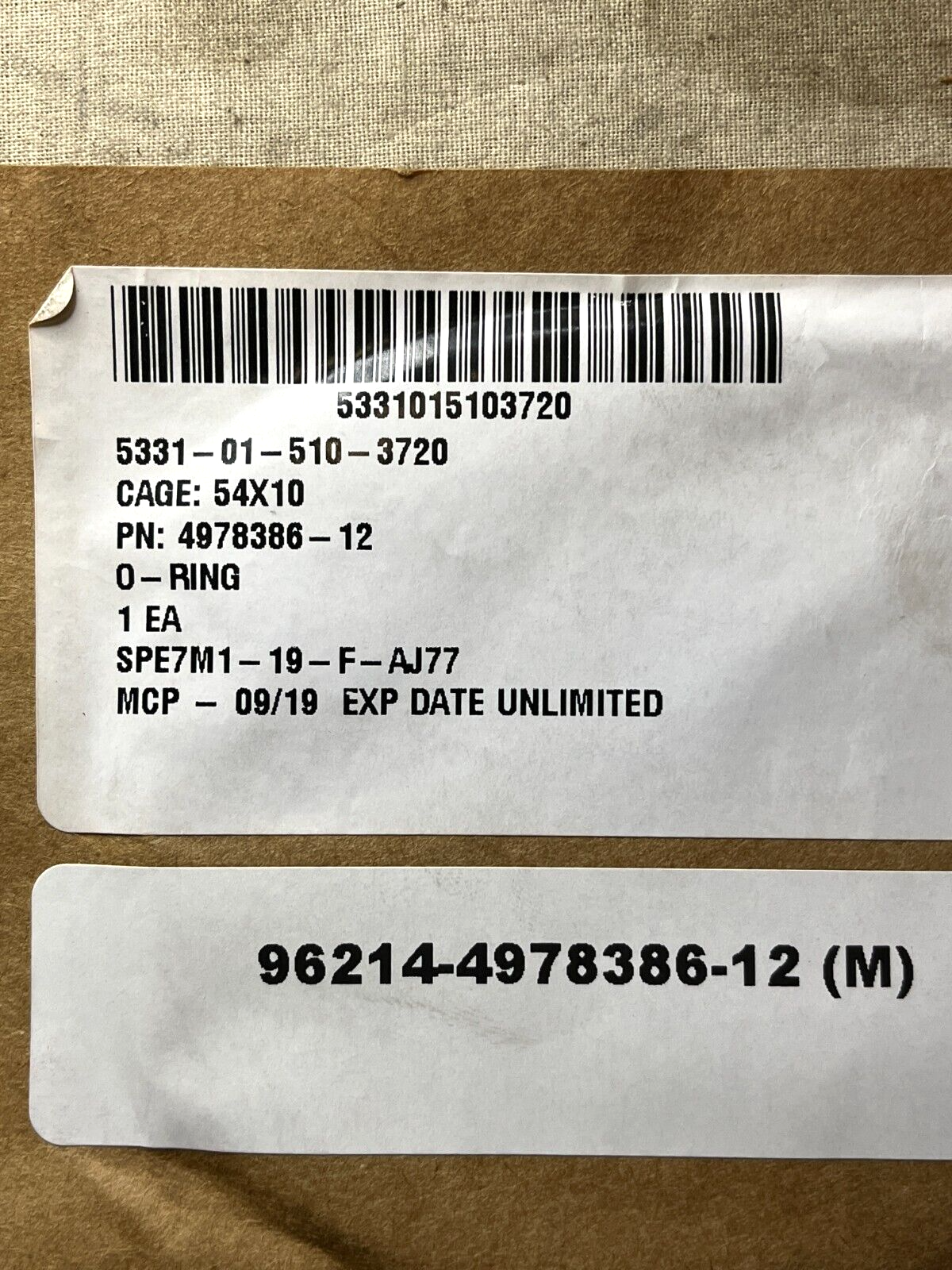 MILITARY LIGHT ARMORED VEHICLE 4978386-12 O-RING 5331-01-510-3720