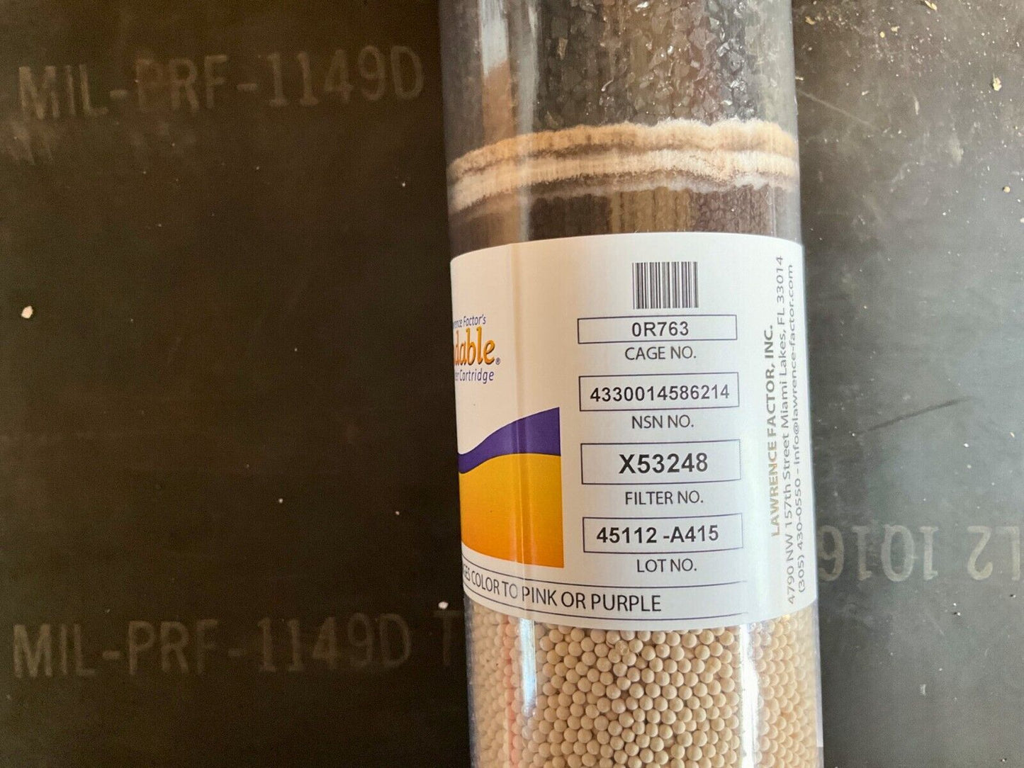 LAWRENCE FACTOR X53248 FLUID FILTER ELEMENT CARTRIDGE 7245941 4330-01-458-6214