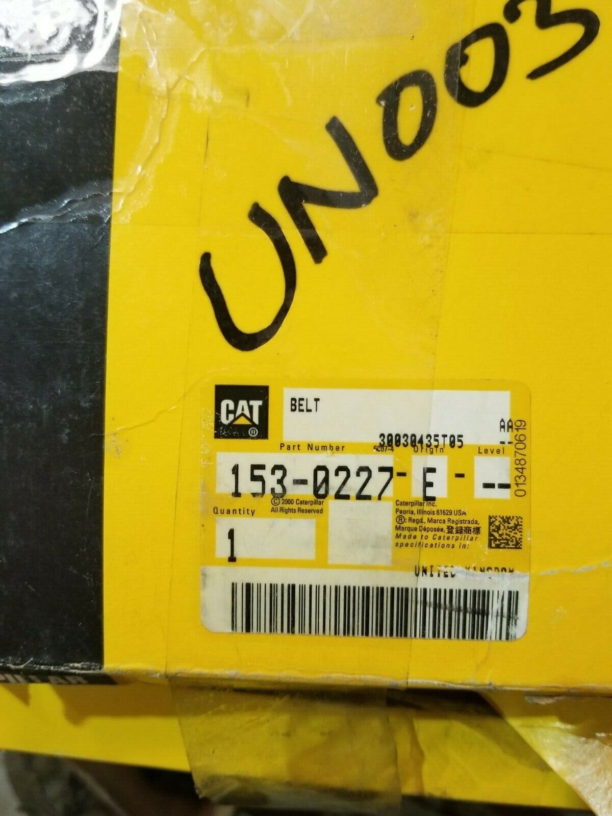 CAT V BELT SET 153-0227-E 1530227 Belt V