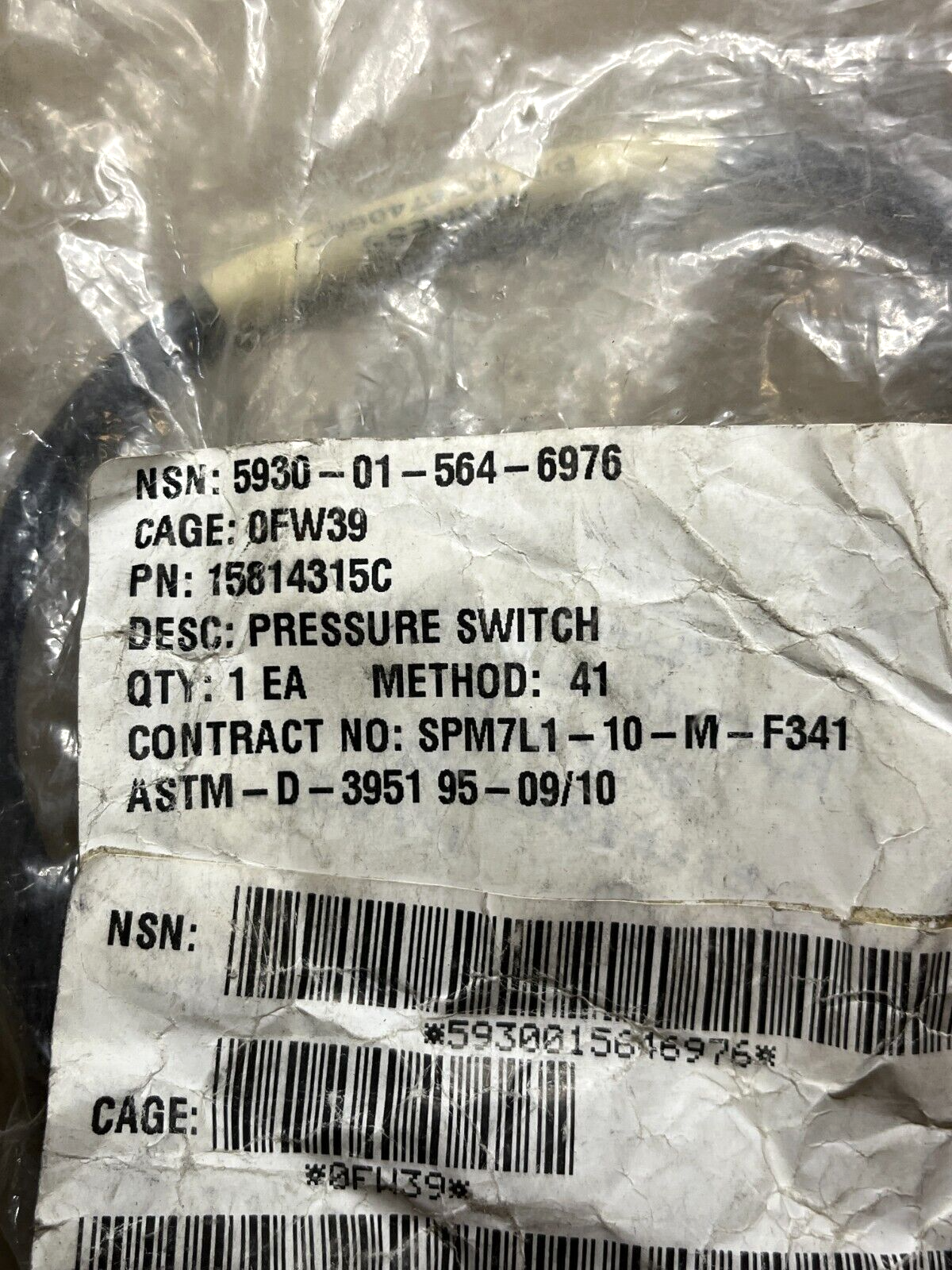 NEW MRAP MAXXPRO CAT I BAE SYSTEMS 15814315C PRESSURE SWITCH 5930-01-564-6976