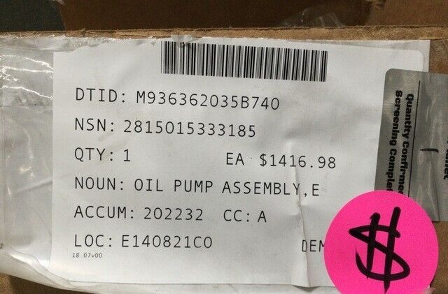 ENGINE DSL C18 PT/ SB MDL 250-4619 CATERPILLAR 226-1191 ENGINE OIL PUMP ASSEMBLY