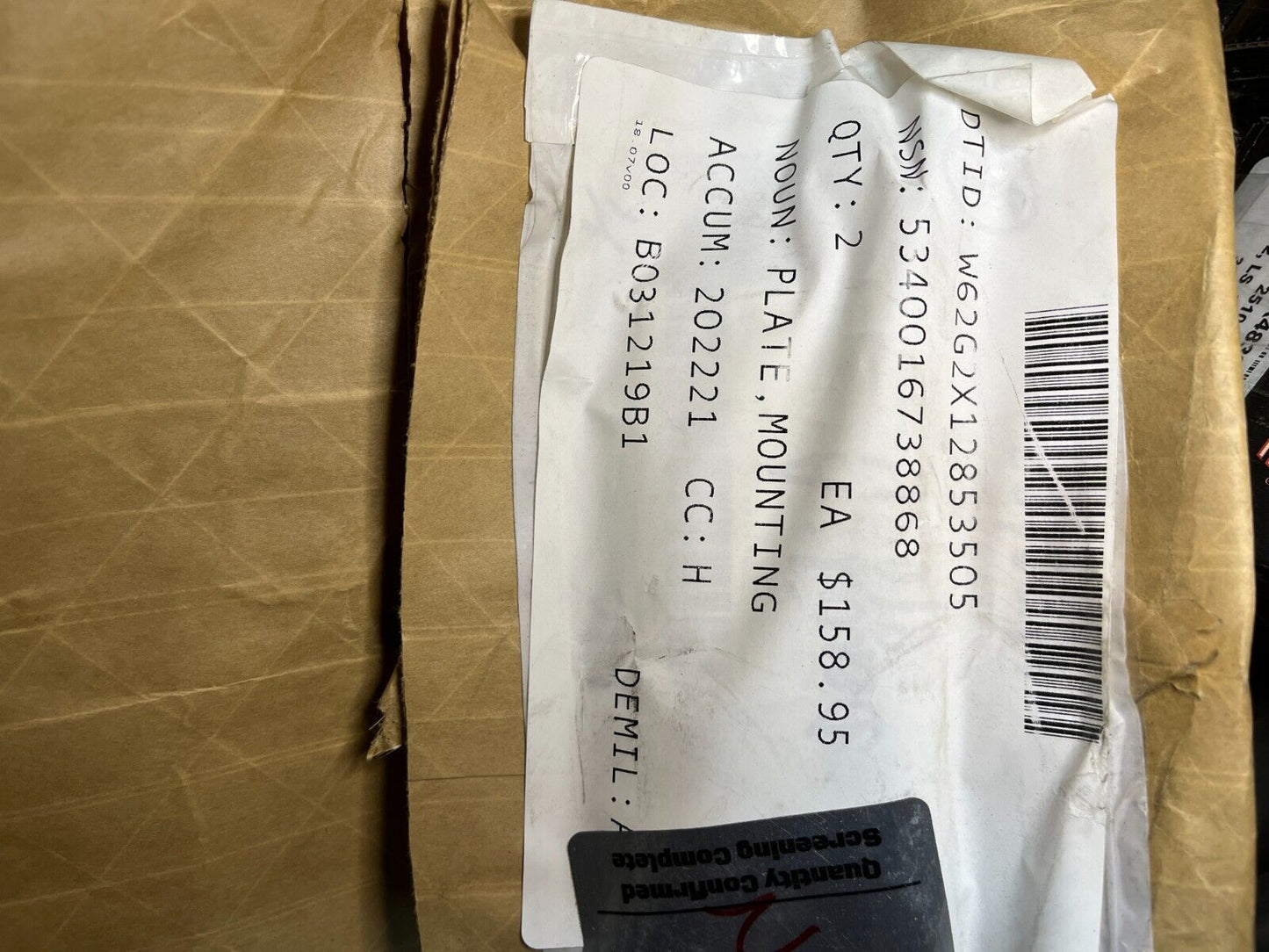 PLATE MOUNTING CABLE CUTTER HDMS FITS MINE DETECTING SET 008345 5340-01-673-8868