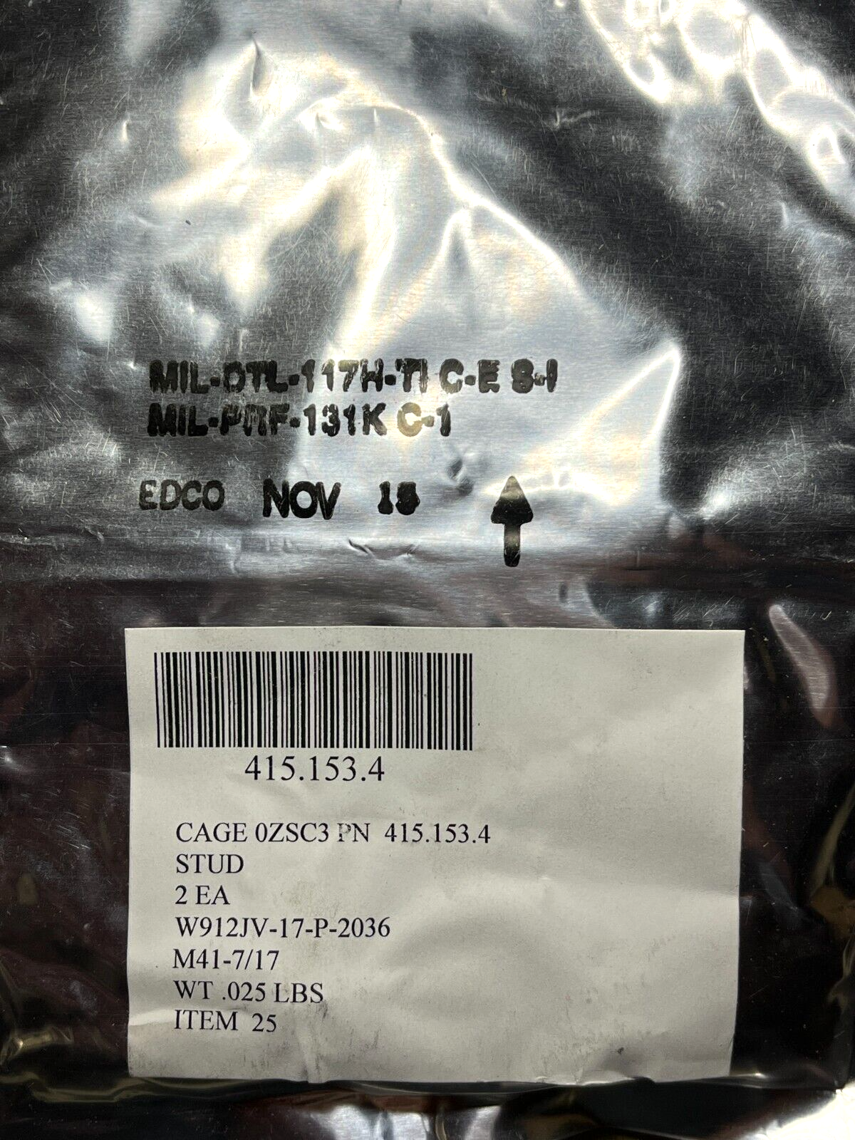(2EA) STUD PLAIN HEAVY DUTY 4151534 5307123407319 5307-12-340-7319