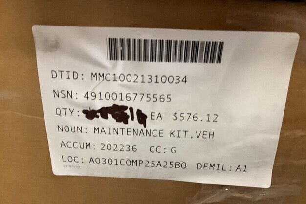 JLTV VEHICLE M1279 12608914-002 PREVENTATIVE MAINTENANCE KIT 4910-01-677-5565