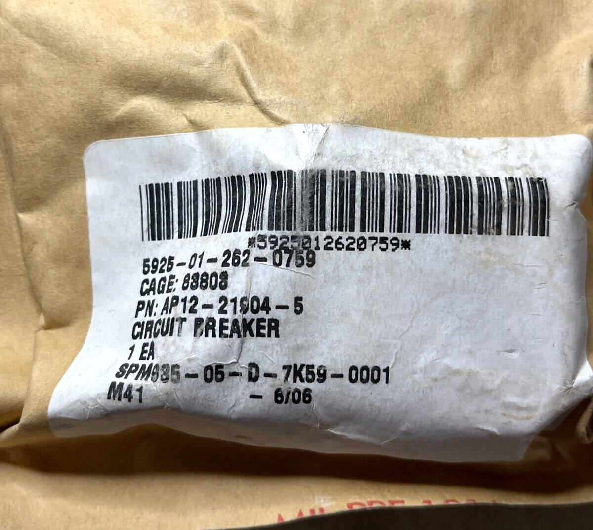 SENSATA TECHNOLOGIES AP12-21904-5 CIRCUIT BREAKER TRIP-RESET 5925-01-262-0759