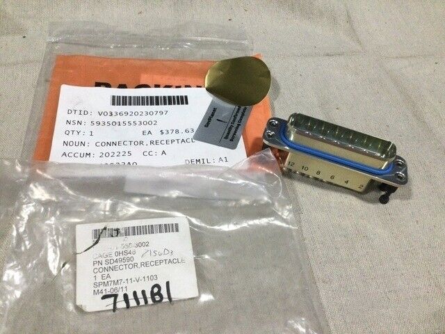 NEW TIMES SD49590 TMS49590 ELECTRICAL RECEPTACLE CONNECTOR NSN 5935-01-555-3002