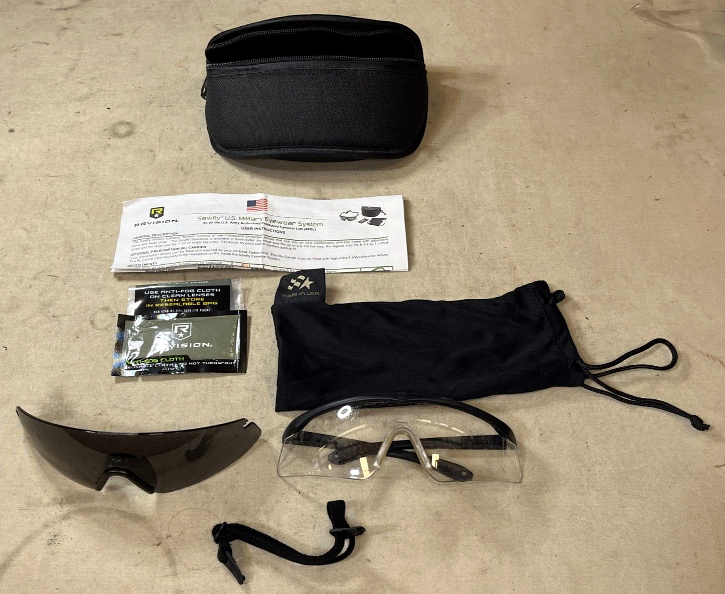 ORIGINAL REVISION MILITARY 4-0076-9800 SAFETY GLASSES KIT W/BOX4240-01-527-4051