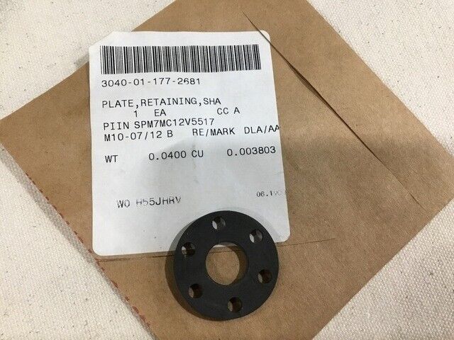 USGI MILITARY M1A1 TANK COMBAT 12304921 SHAFT RETAINING PLATE 3040-01-177-2681
