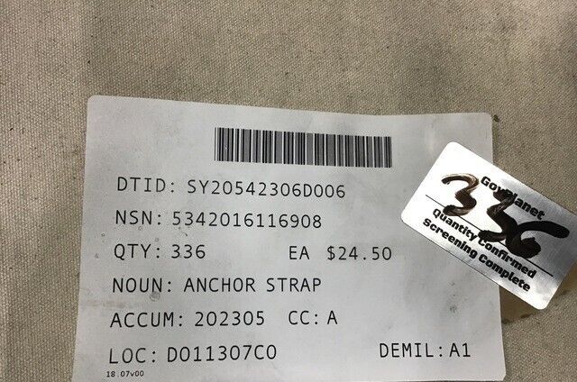 ,8750015-SA PRECISION 12545050 STEEL ANCHOR STRAP 5342-01-611-6908