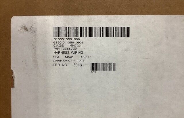 US MILITARY CHARLES E. GILLMAN 12358729 BRANCHED WIRING HARNESS 6150-01-356-1608