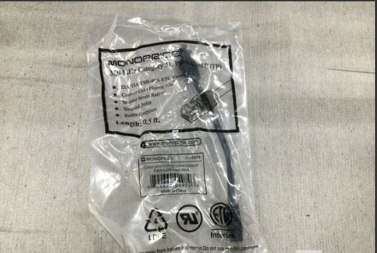 (LOT OF 50) 4974 Monoprice Cat5e Ethernet Patch Cables CAT5E 24AWG UTP 6-INCH