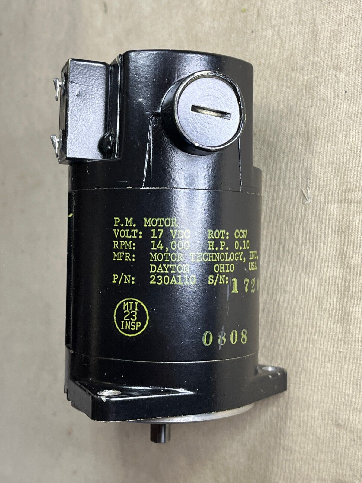 HELICOPTER HH-6 MOTOR TECHNOLOGY 230A110 DIRECT CURRENT MOTOR 6105-01-091-5663