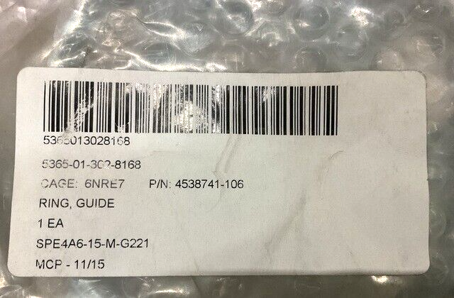 M973 SMALL UNIT SUPPORT VEHICLE BAE 4538741106 GUIDE RING 5365-01-302-8168