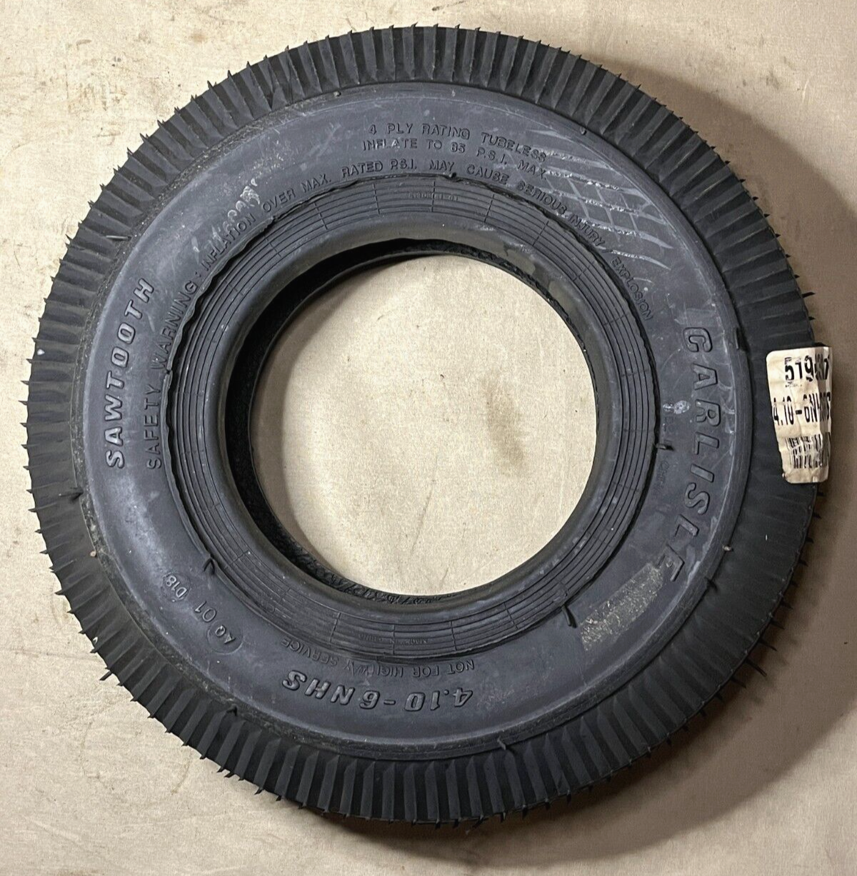GENUINE CARLISLE SAWTOOTH RIB (NHS) 4.10-6 4 PLY YARD - LAWN TIRE 5190361