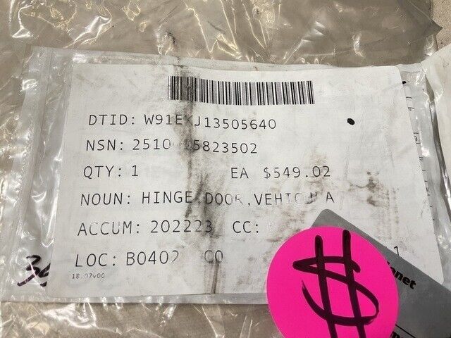 MRAP M-ATV 0312107183-00 VEHICULAR DOOR HINGE 2510-01-582-3502