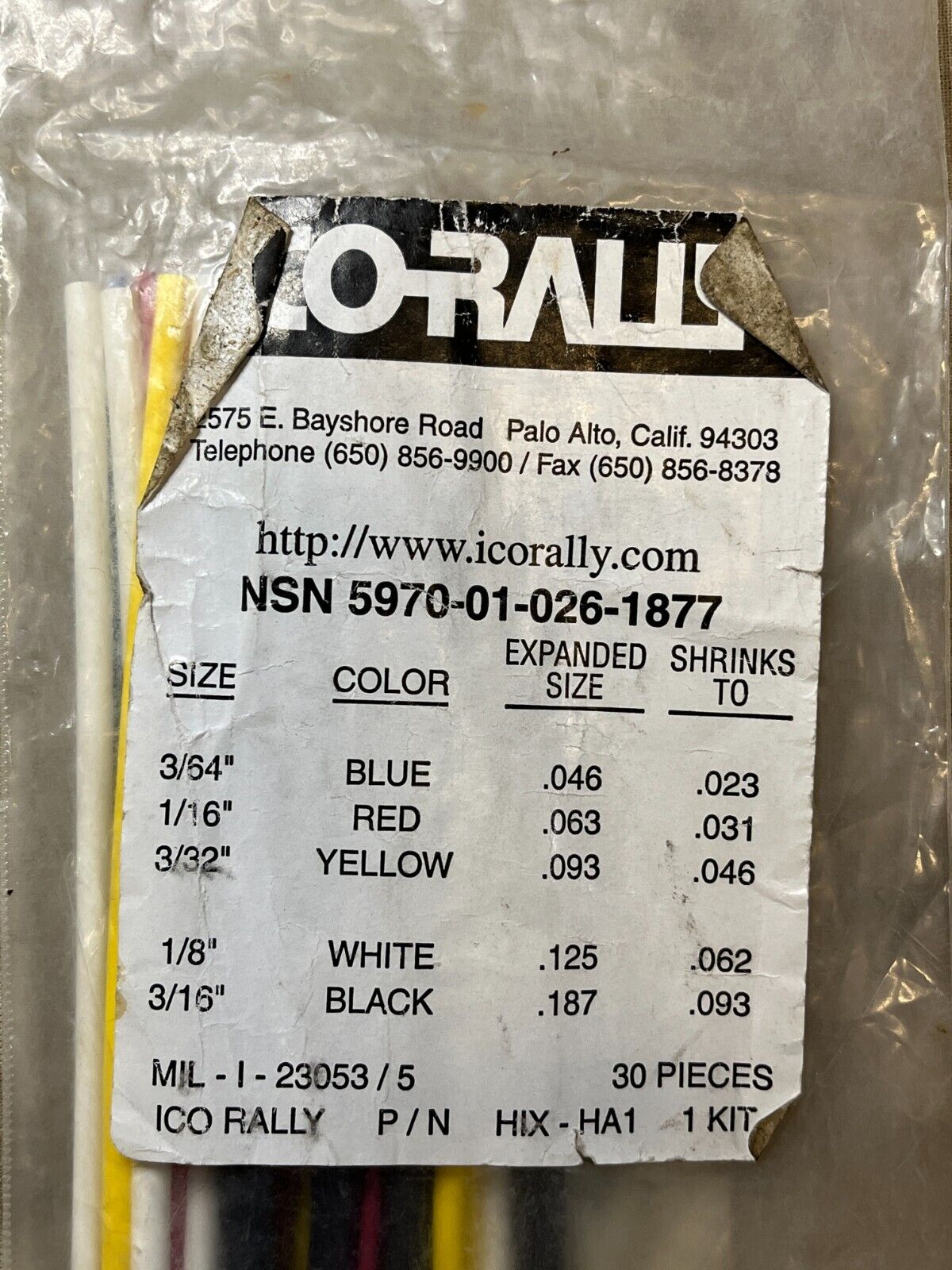 ICORALLY HIX-HA1 ELECTRICAL CABLE INSULATION REPAIR KIT FP301 5970-01-026-1877
