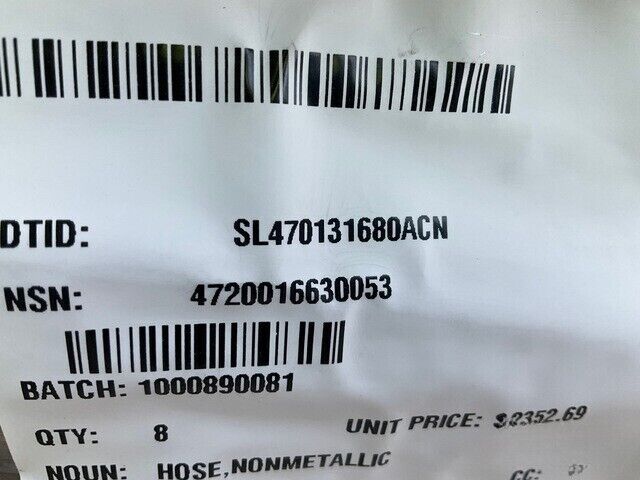 HEAVY DUTY FLEXIBLE HOSE NONMETALLIC ASSEMBLY EAS81285-4 4720-01-663-0053 USA