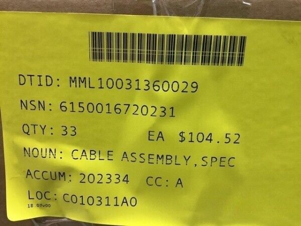 OSHKOSH 12603179 CABLE ASSEMBLY PROGRAM 12.0 3G 6150-01-672-0231 USA_STOCK