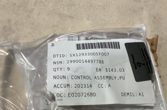 USGI MILITARY PUSH-PULL CONTROL ASSEMBLY 9314A07-2025 2990-01-449-7788