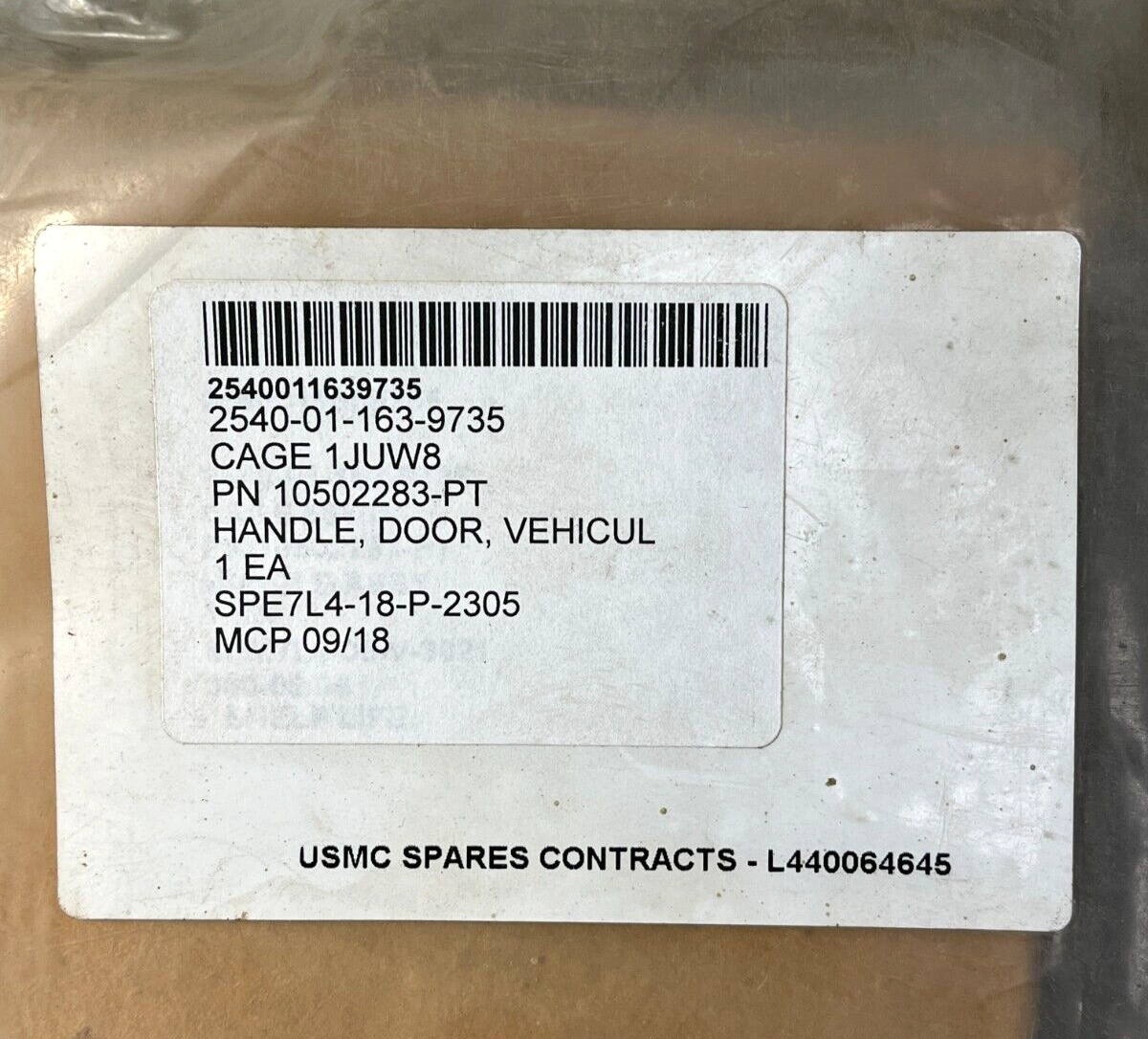 LAV-25 GENERAL DYNAMICS 10502283PT VEHICULAR DOOR HANDLE ASSY 2540-01-163-9735
