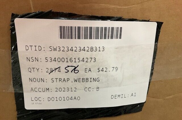 MRAP DASH DXM AMBULANCE 3919461C1 WEBBING STRAP, LITTER LIFT 5340-01-615-4273