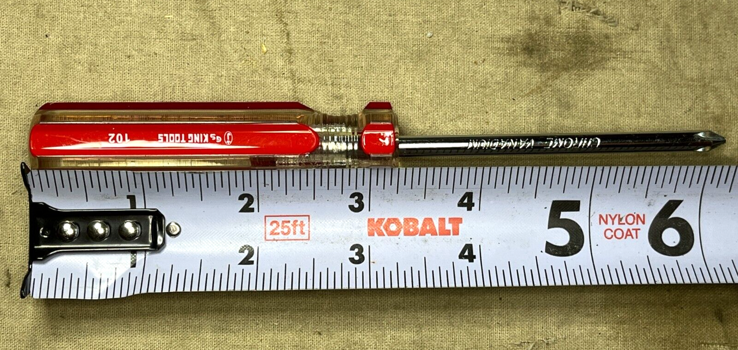 NEW GS KING TOOLS 102 CHROME VANADIUM SCREWDRIVER 6inch USA