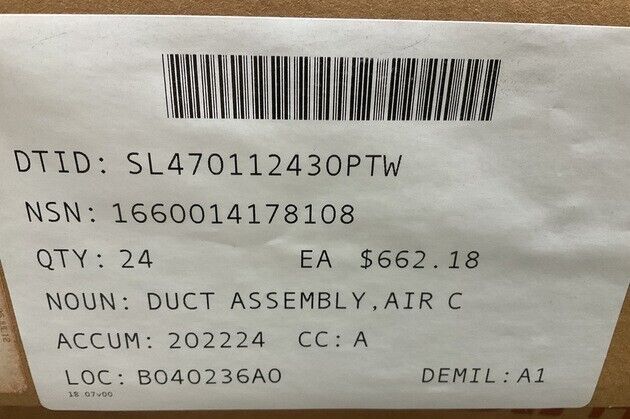 GENUINE BELL HELICOPTER 206-073-726-101 AIR CONDITIONING/HEATING DUCT ASSEMBLY