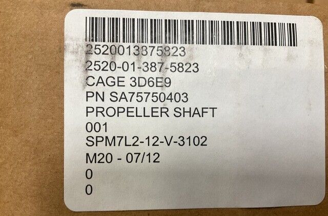 M1070 TRUCK TRACTOR PROPELLER SHAFT V75750403, SA75750403 2520-01-387-5823 USA
